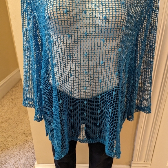 Vejaiz Designs teal sheer top size L - Picture 5 of 7